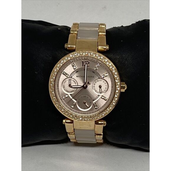 Michael Kors Mini Parker MK6110 Womens Analog Rose Dial Quartz Wrist Watch EY176 - Picture 1 of 12